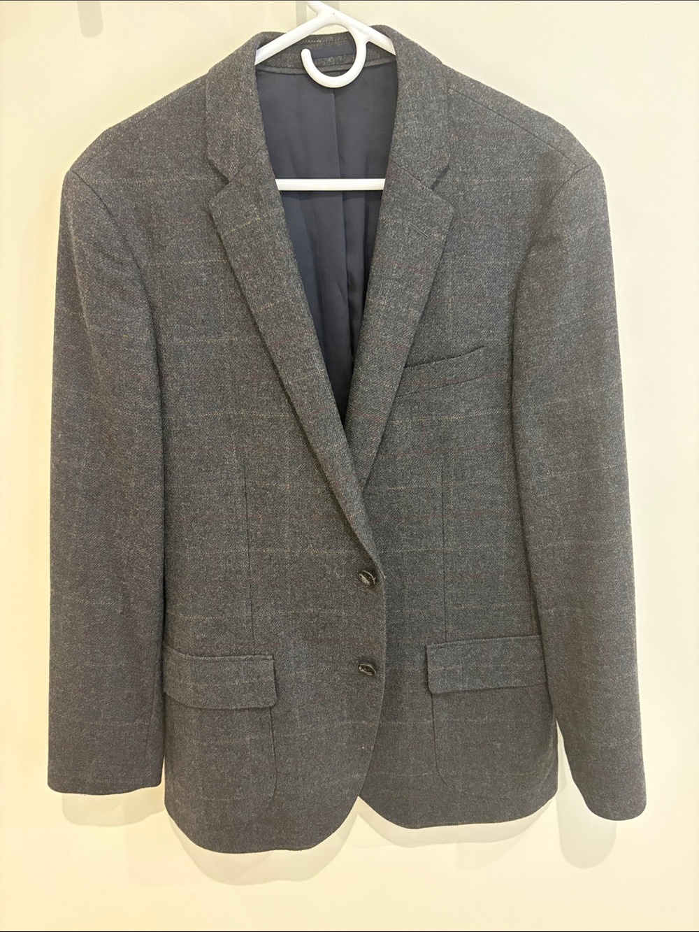 J. Crew Men's Charcoal Windowpane Wool-Blend Sport Coat
